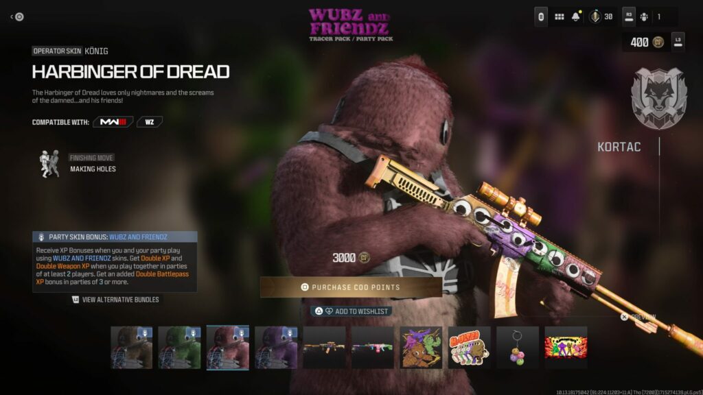 The Harbinger of Dread skin from the Wubz and Friendz Tracer Pack in Call of Duty.