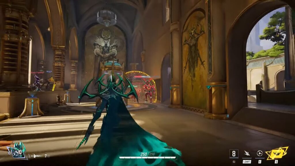 Hela fights other characters in the Closed Alpha Test of Marvel Rivals.