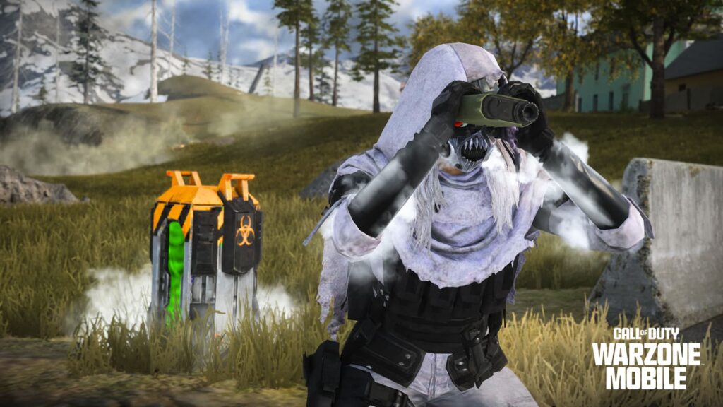 A player surrounds a crashed helicopter.