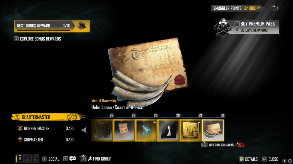 A Helm Lease in the Skull and Bones Season 2 Smuggler Pass.