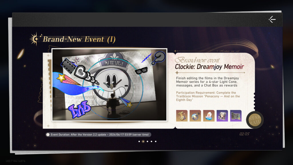 A poster of the event in Honkai: Star Rail Version 2.2 — Clockie: Dreamjoy Memoir