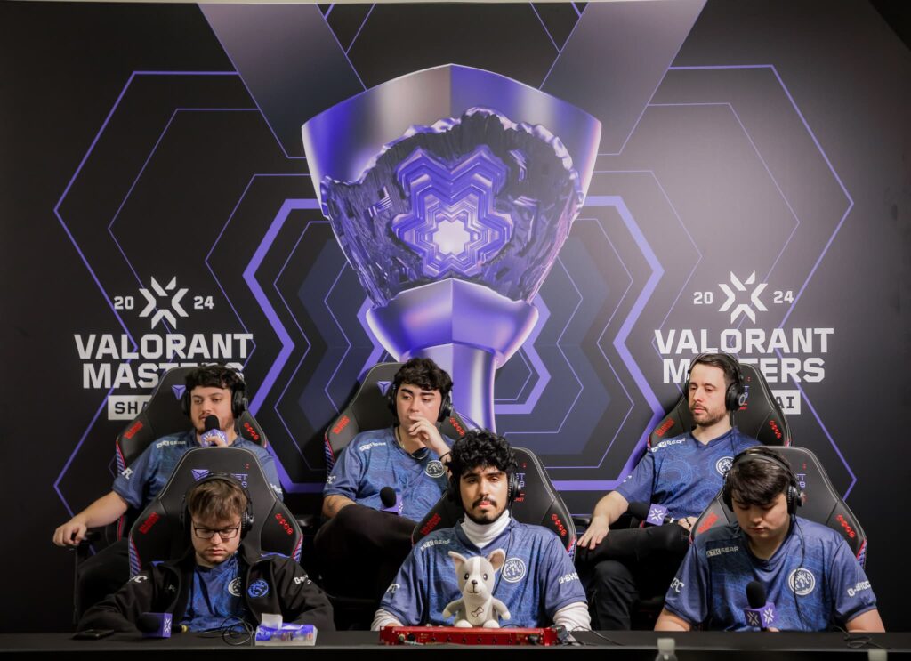 Leviatán speak at post interview after being eliminated during the VALORANT Masters Shanghai Swiss Stage Day 5 at the VCT CN Studio on May 27, 2024 in Shanghai, China.