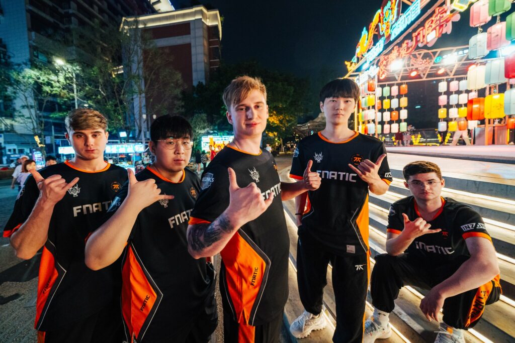 A photo of Fnatic, a League of Legends team from Europe