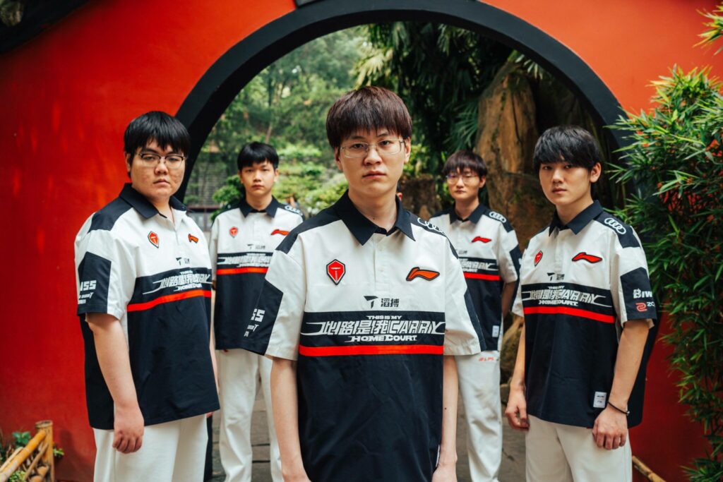 A team photo of Top Esports League of Legends players from China