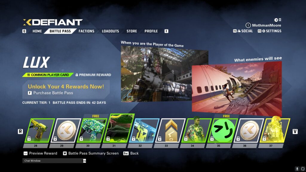 The Lux player card.