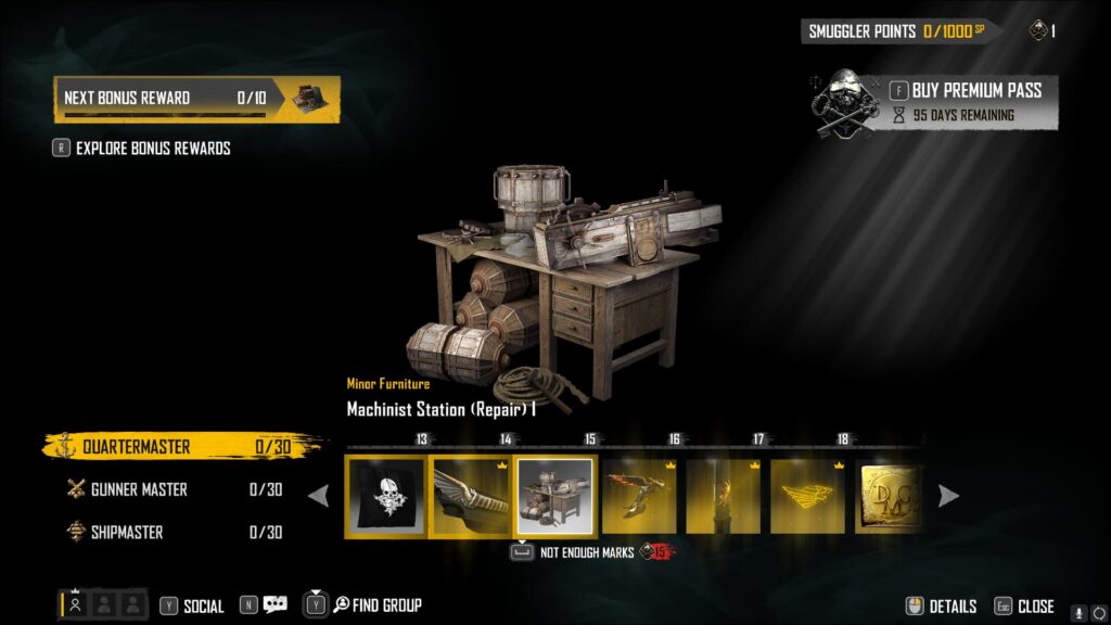 Machinist Station in the Skull and Bones Season 2 Smuggler Pass.