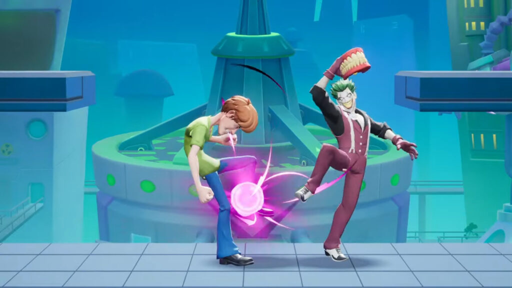 A screenshot from the Joker’s gameplay trailer: s purple suite skin