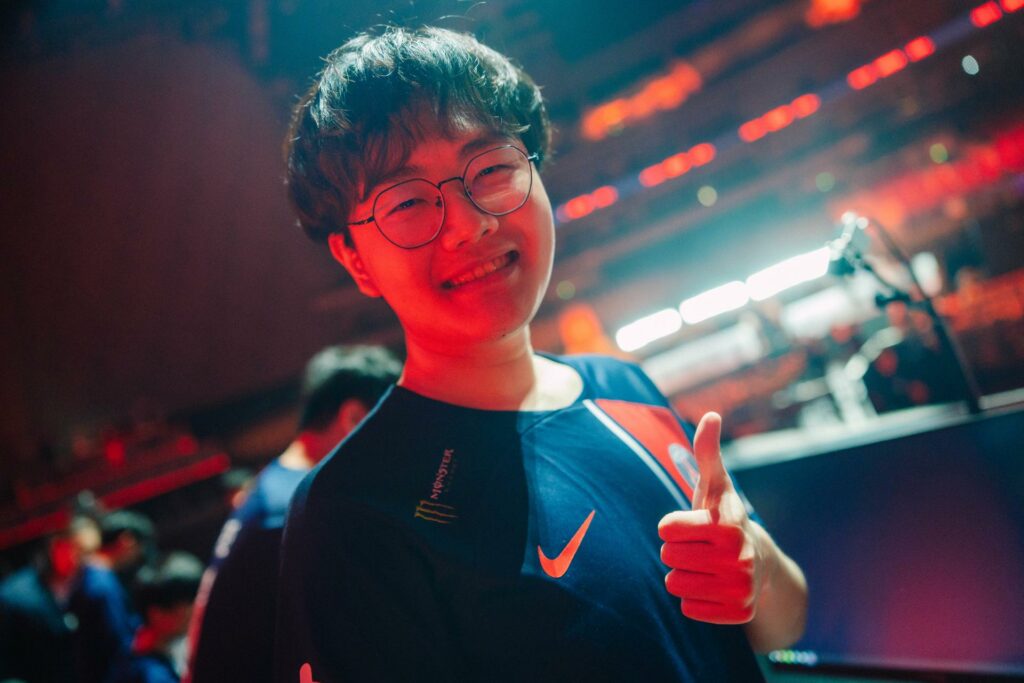 Lu "Betty" Yu-hung of PSG Talon competes on stage during MSI Play-Ins at the Chengdu Financial City Performing Arts Center in Chengdu, China on May 01, 2024. (Photo by Colin Young-Wolff/Riot Games)