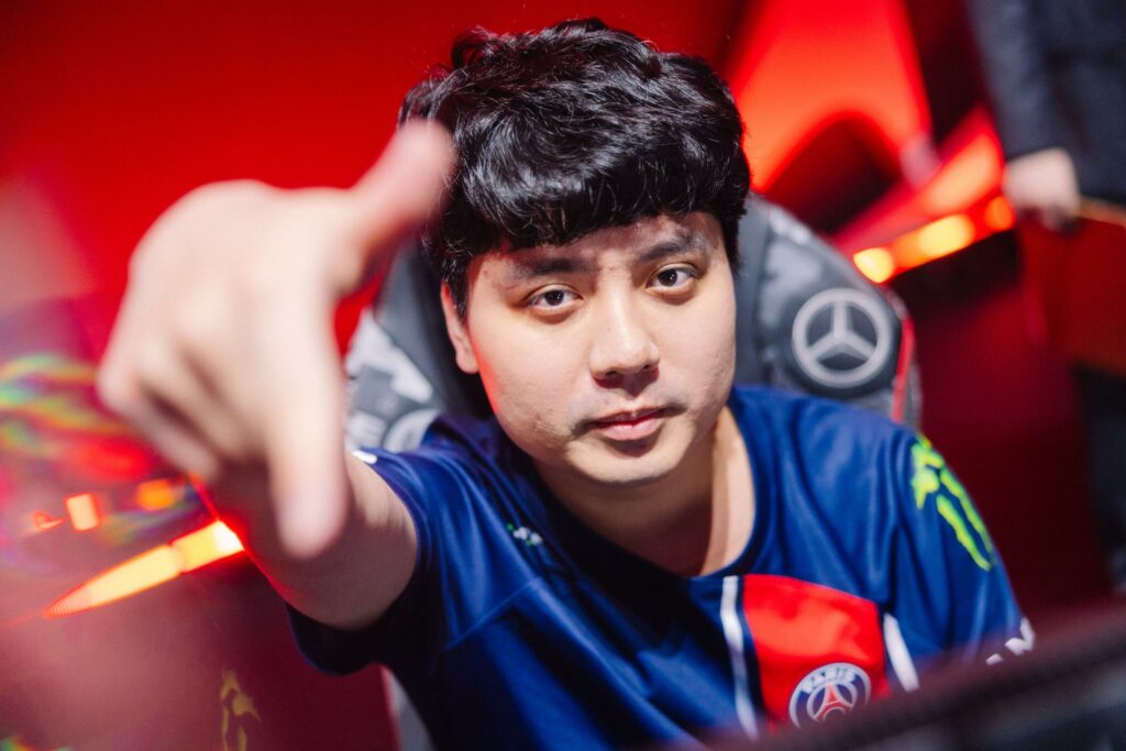 Huang "Maple" Yi-tang of PSG Talon is seen on stage during MSI Play-Ins at the Chengdu Financial City Performing Arts Center in Chengdu, China on May 01, 2024. (Photo by Colin Young-Wolff/Riot Games)