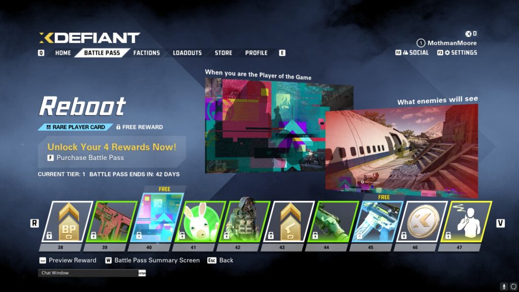 The Reboot player card.