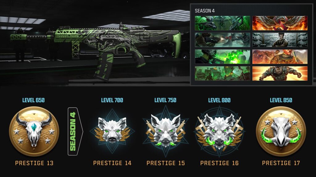 MW3 Season 4 Prestige challenge unlocks.