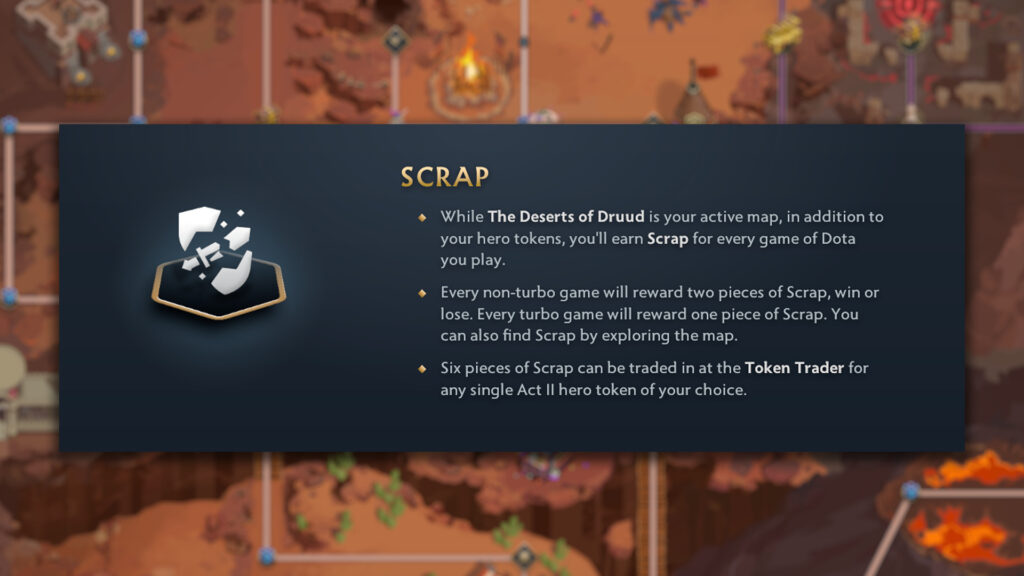 In-game information about scraps, Crownfall Act II's new way to trade the tokens you want.