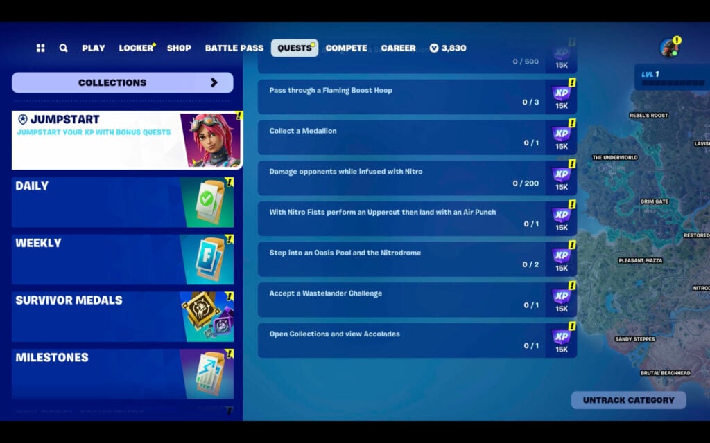 fortnite open collections and view accolades 1
