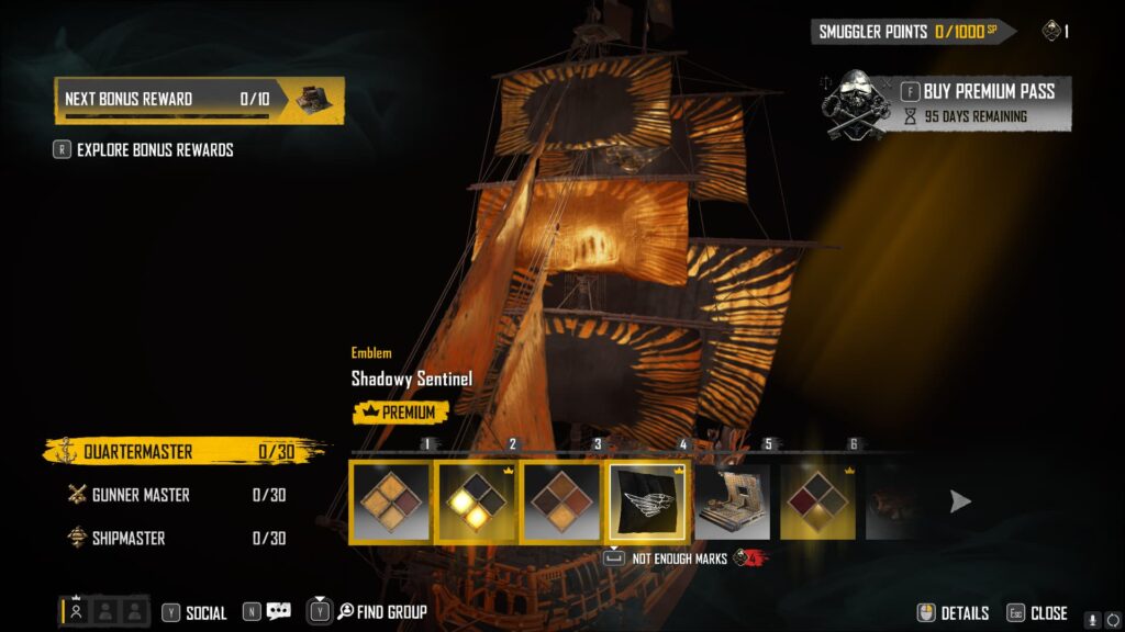 Shadowy Sentinel in the Skull and Bones Season 2 Smuggler Pass.