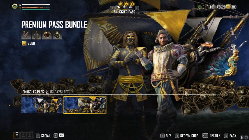 The Premium Pass Bundle for the Skull and Bones Season 2 Smuggler Pass.
