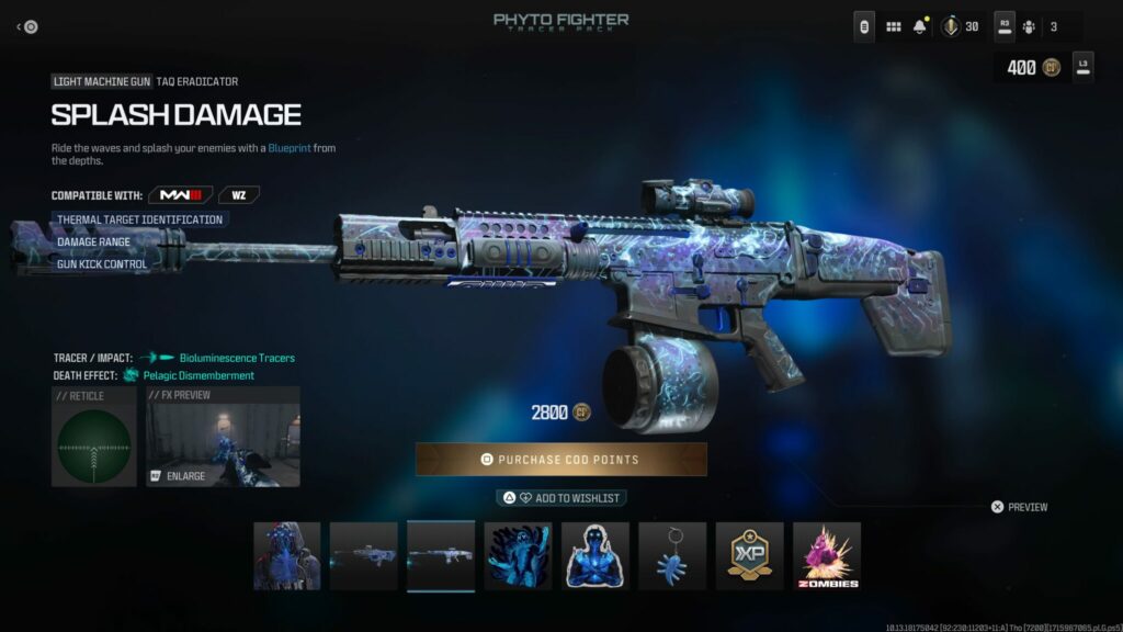 The Splash Damage Weapon Blueprint from the Phyto Fighter Call of Duty Tracer Pack.