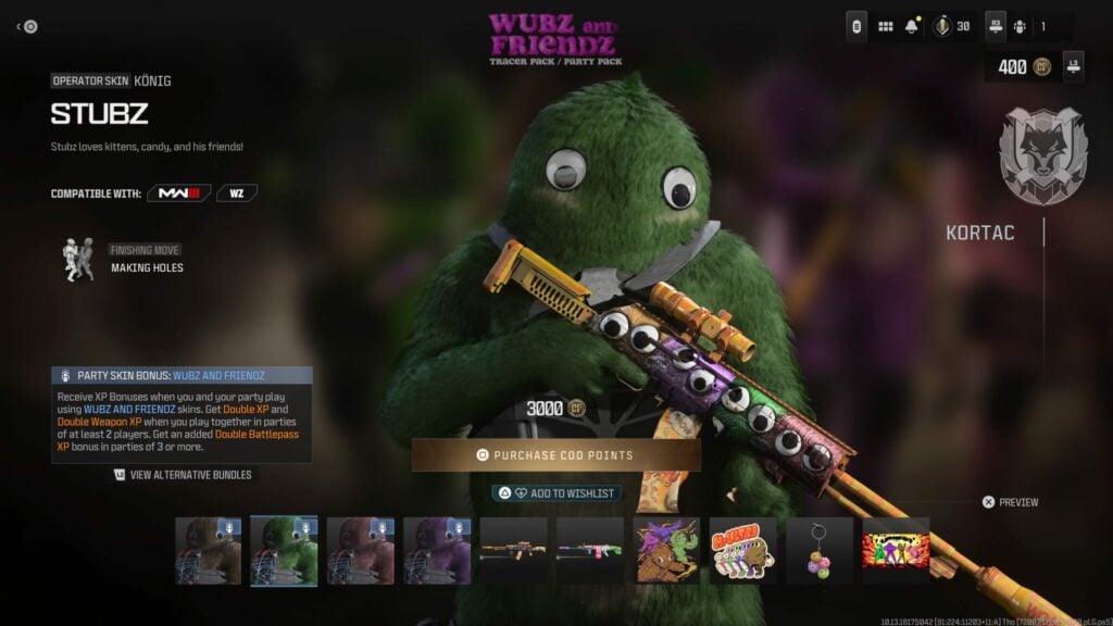 The Stubz skin from the Wubz and Friendz Tracer Pack in Call of Duty.