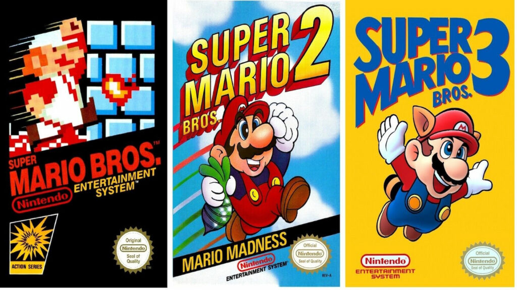 Official cover of the Super Mario Bros. NES games. All these 3 games are included in Nintendo World Championships: NES Edition