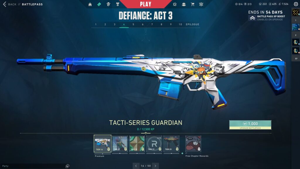 The Tacti-Series Guardian in the VALORANT Episode 8 Act 3 Battle Pass.