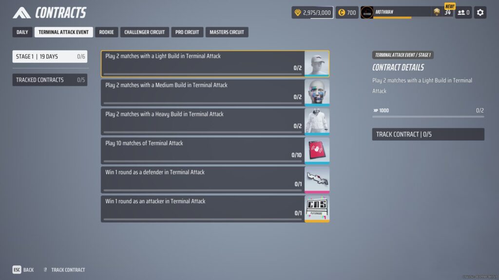 All contracts and rewards listed for the Terminal Attack Event in The Finals.