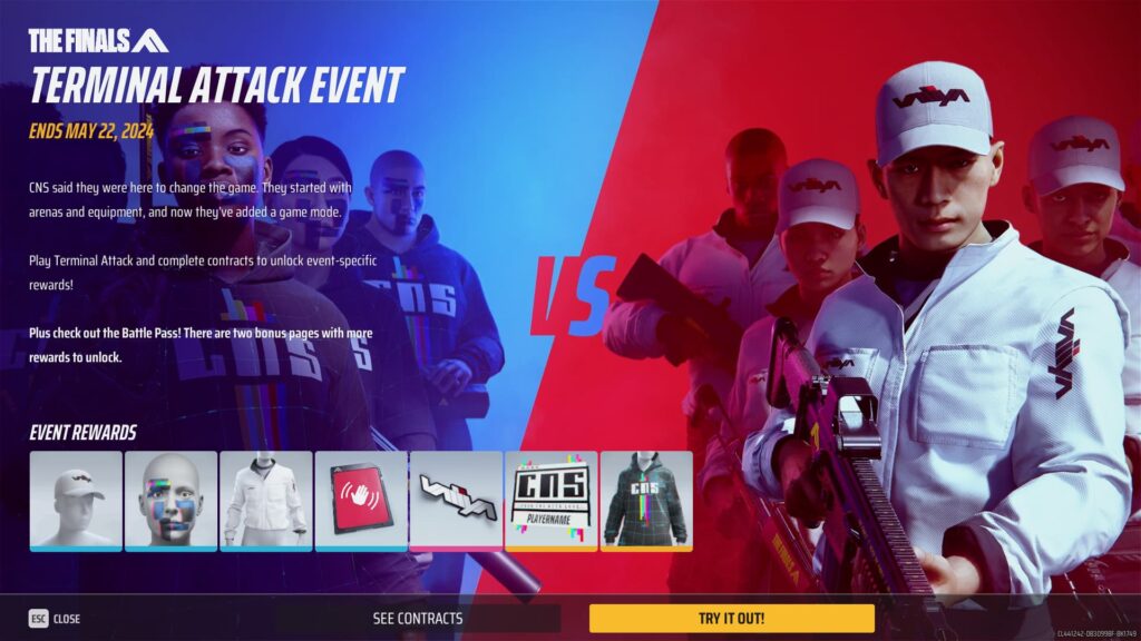 The introduction to the Terminal Attack event in The Finals, showing how long it lasts and rewards and other details.