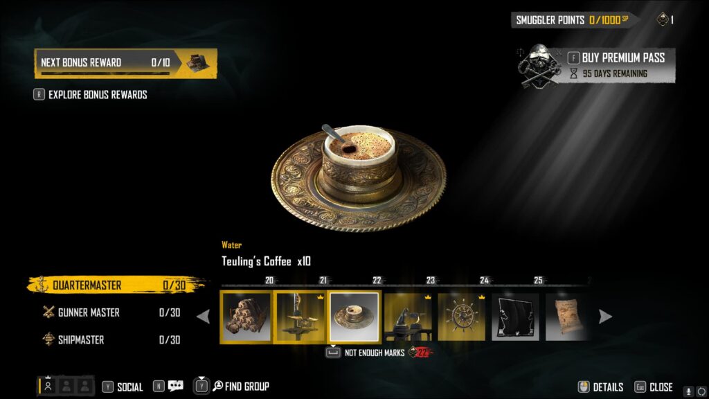 Teuling's Coffee in the Skull and Bones Season 2 Smuggler Pass.