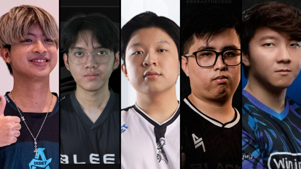 Tundra Whitemon's all-star SEA teams. Left to right: 23Savage, Mikoto, Ws, TIMS and Whitemon (Image by esports.gg)