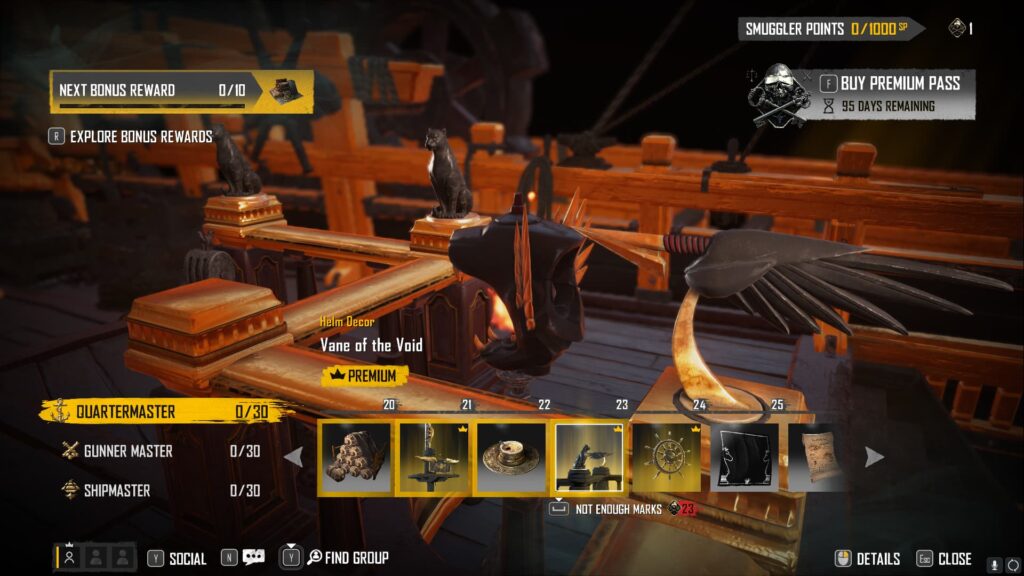 Vane of the Void in the Skull and Bones Season 2 Smuggler Pass.