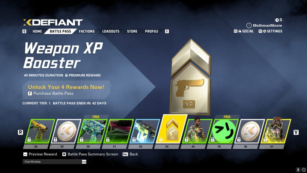 A Weapon XP Booster in the XDefiant Preseason Battle Pass.