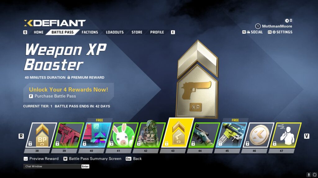A Weapon XP Booster in the XDefiant Preseason Battle Pass.