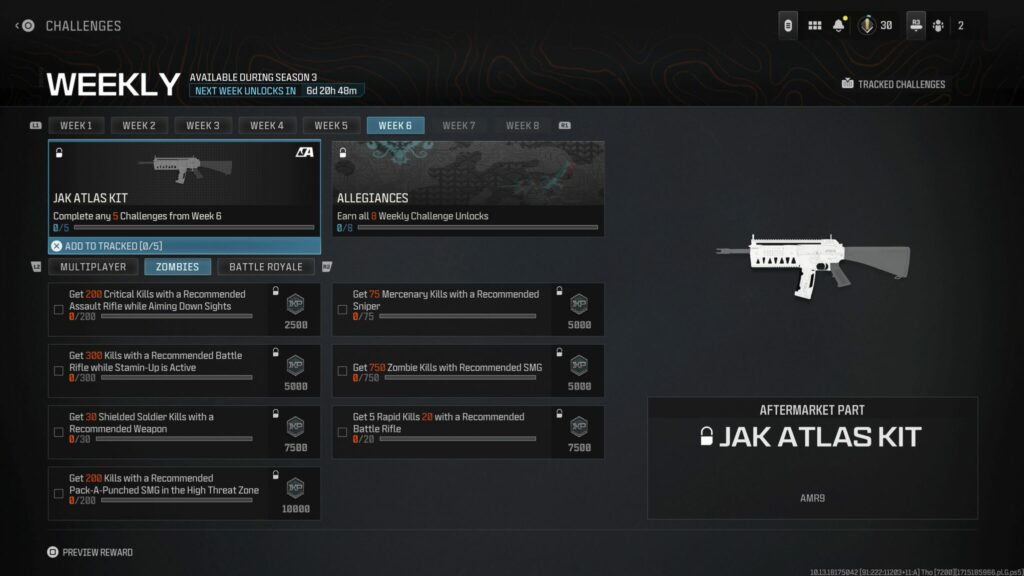 The Week 6 Challenges for Zombies.