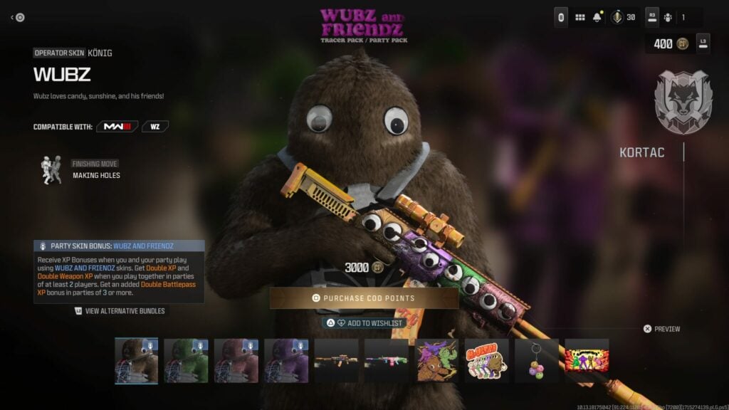 The Wubz skin from the Wubz and Friendz Tracer Pack in Call of Duty.
