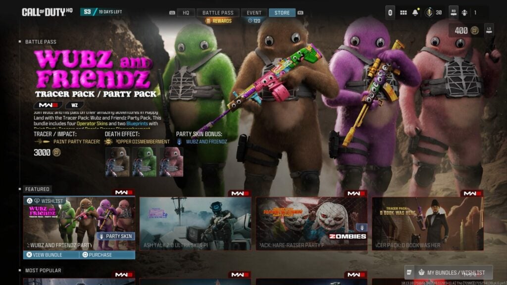 The Wubz and Friendz pack as a featured collection for Call of Duty.