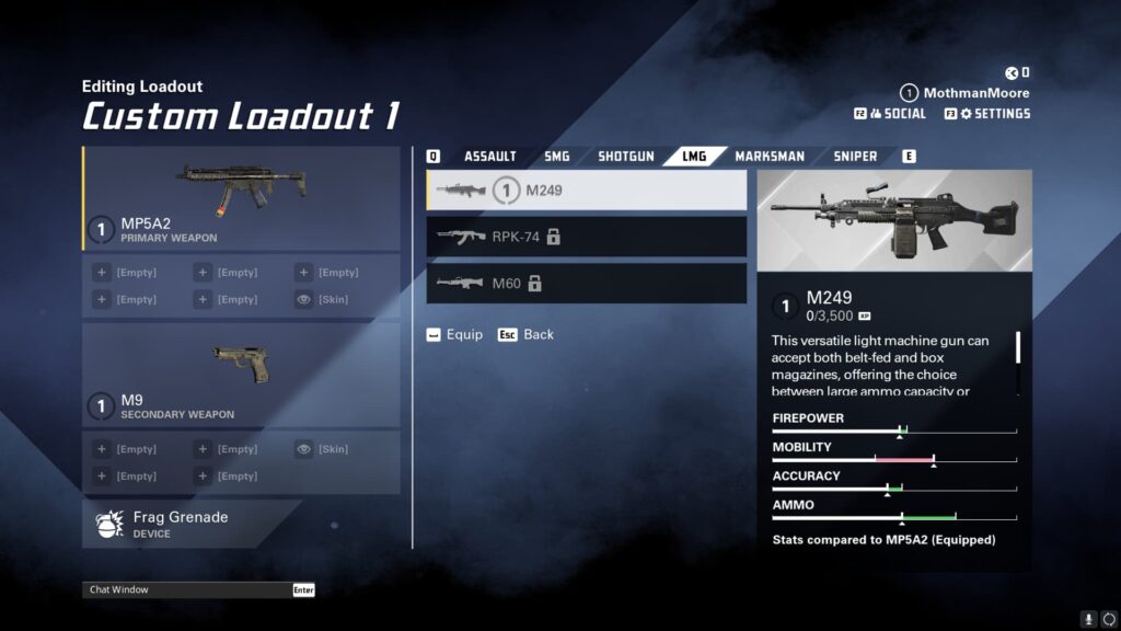 The list of LMG weapons in XDefiant.