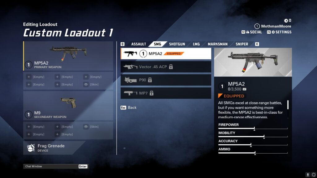 The list of SMG weapons in XDefiant.