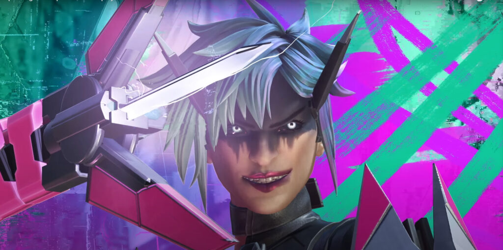 Close up of Alter's face in her gameplay trailer