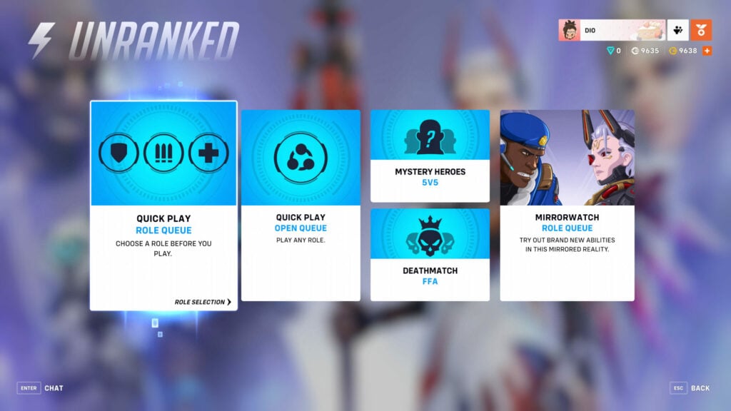 Screenshot of the Overwatch 2 Quick Play menu