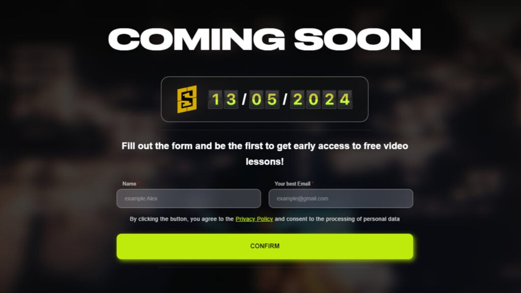 Screenshot of the interest form