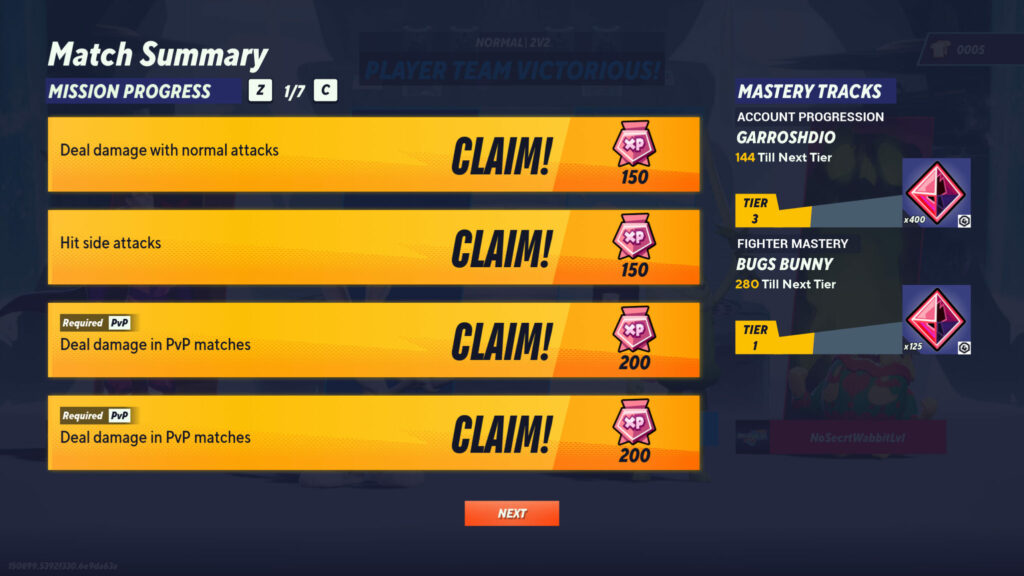 MultiVersus match summary screenshot 