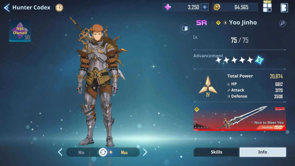 Screenshot of Yoo Jinho in Solo Leveling: ARISE
