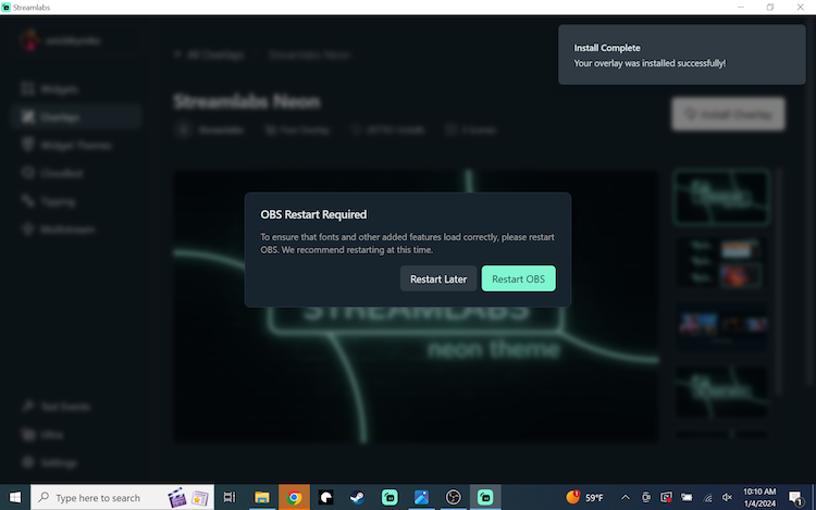 OBS restart screenshot 