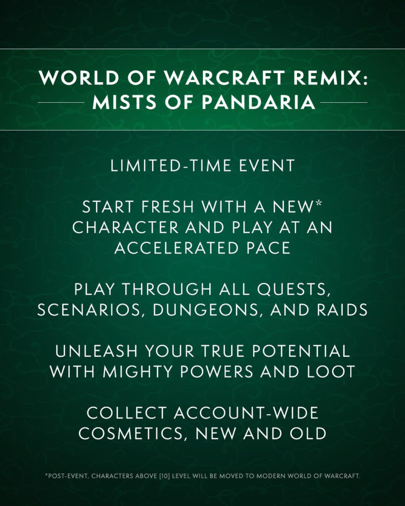 What to expect in WoW Remix: Mists of Pandaria