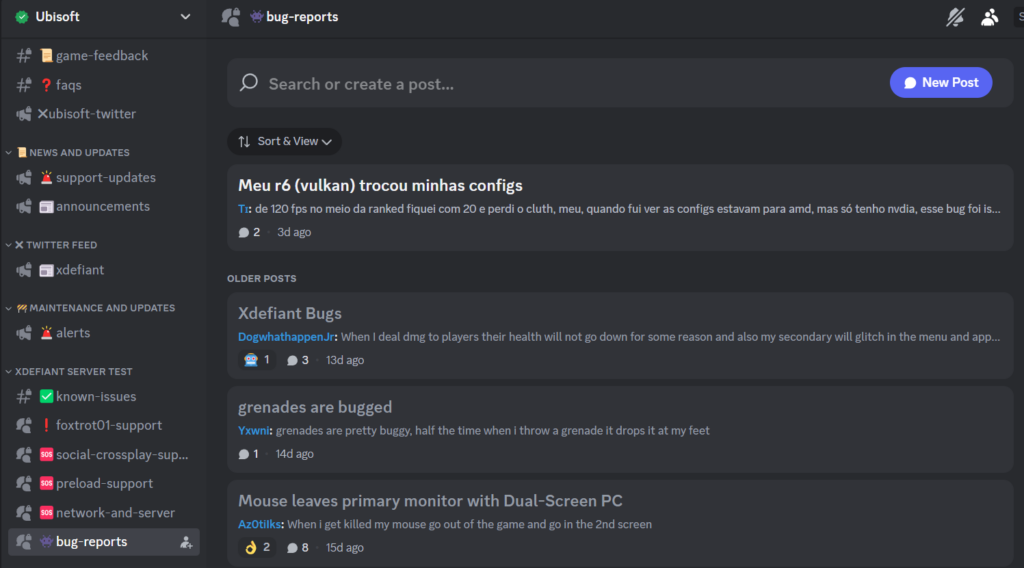 Report bugs in XDefiant via Discord