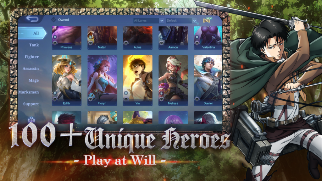 MLBB artwork featuring Levi from Attack on Titan