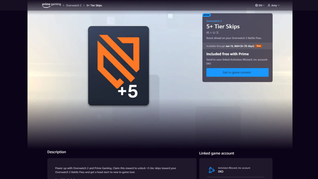 Overwatch 2 Prime Gaming loot screenshot 