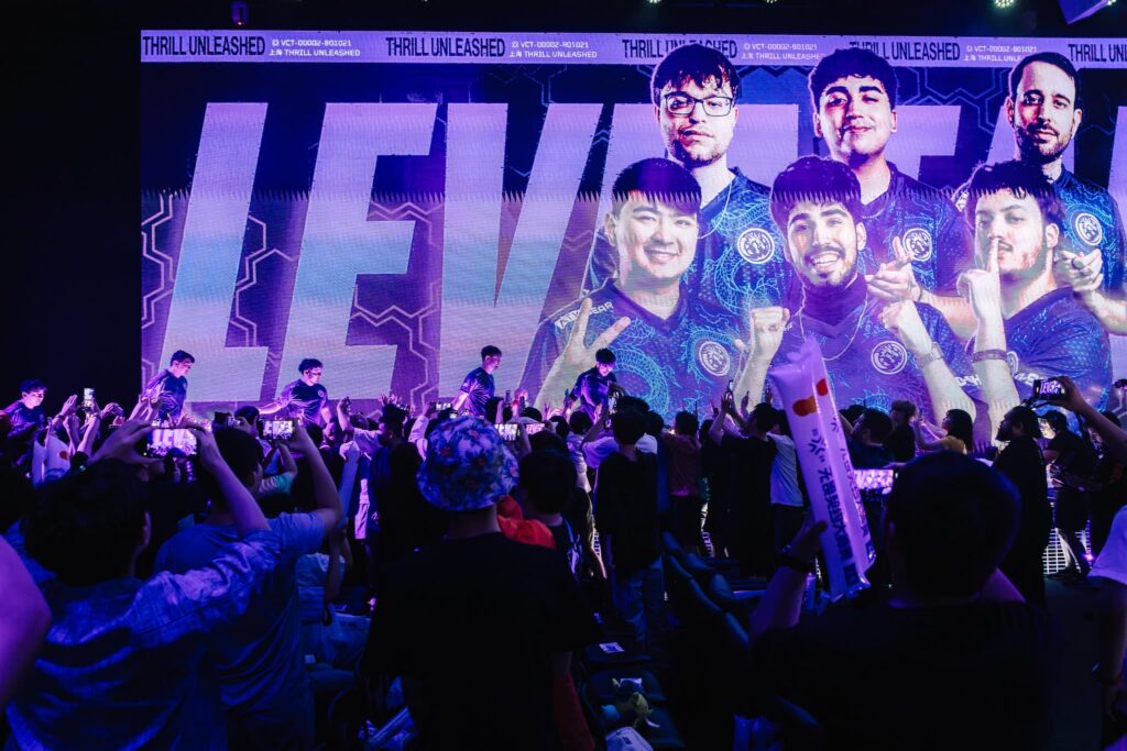 Leviatán are seen on stage during the VALORANT Masters Shanghai Swiss Stage Day 2 at the VCT CN Studio on May 24, 2024 in Shanghai, China.