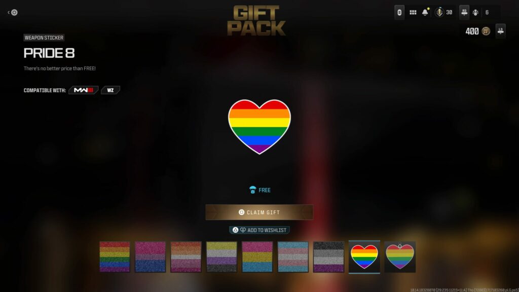 The traditional Pride weapon sticker.