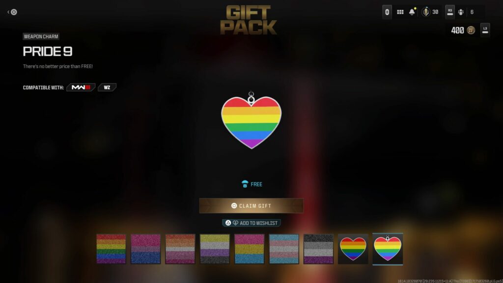 The traditional Pride weapon charm.