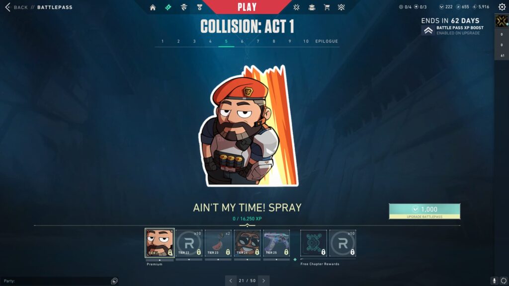 The Ain't My Time Spray in the VALORANT Episode 9 Act 1 Battle Pass.