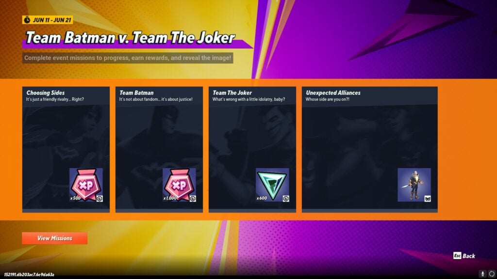 The rewards page for the Team Batman vs. Team Joker event in MultiVersus.